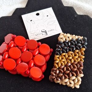 Sassy Jones Vibrant Red and Earthy Beaded Bracelets